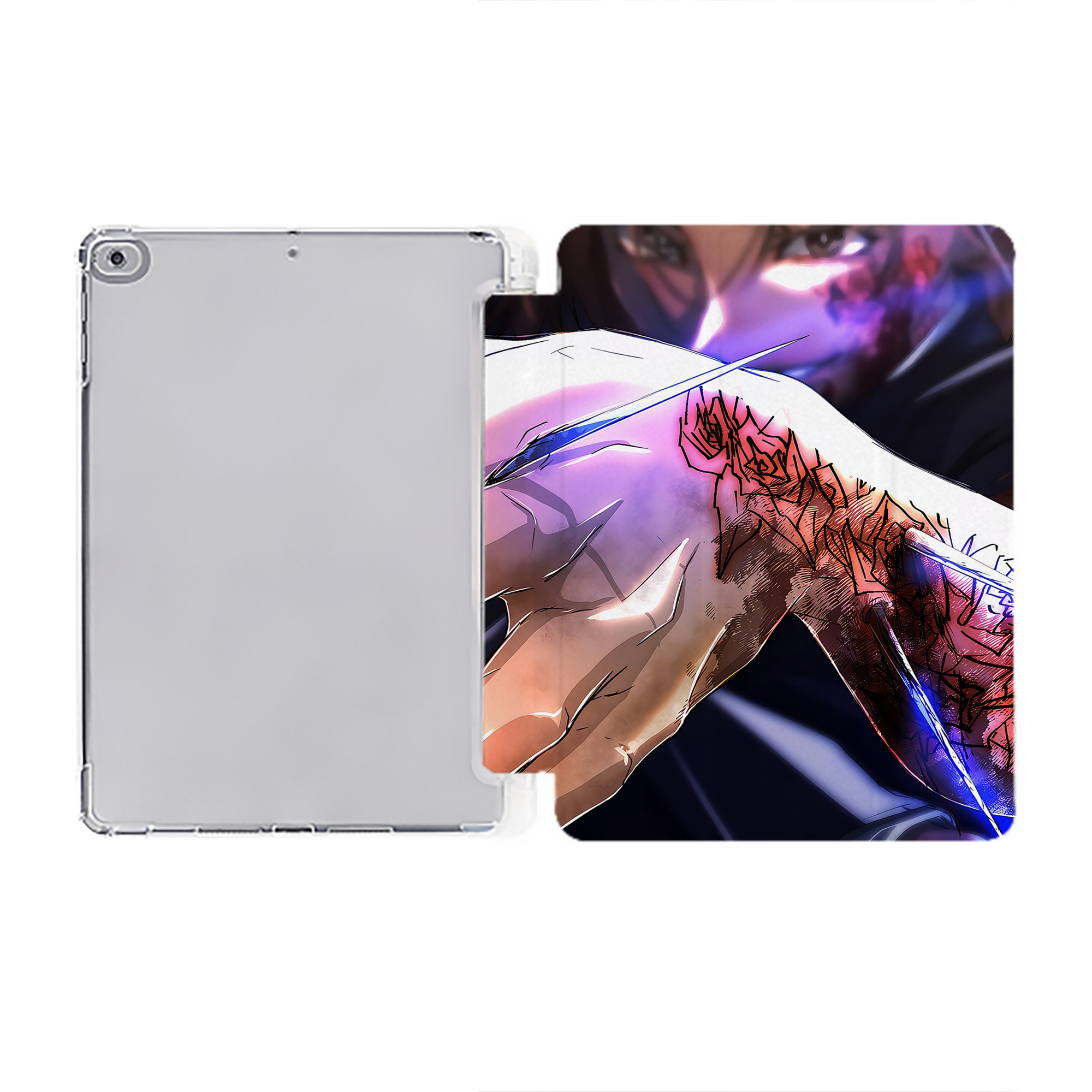 （画像用） 呪術廻戦 Jujutsu Kaisen IPad ケース ペン収納付き 三つ折りスタンド PUレザー×シリコン 対応機種9.5/10.5/10.9インチ